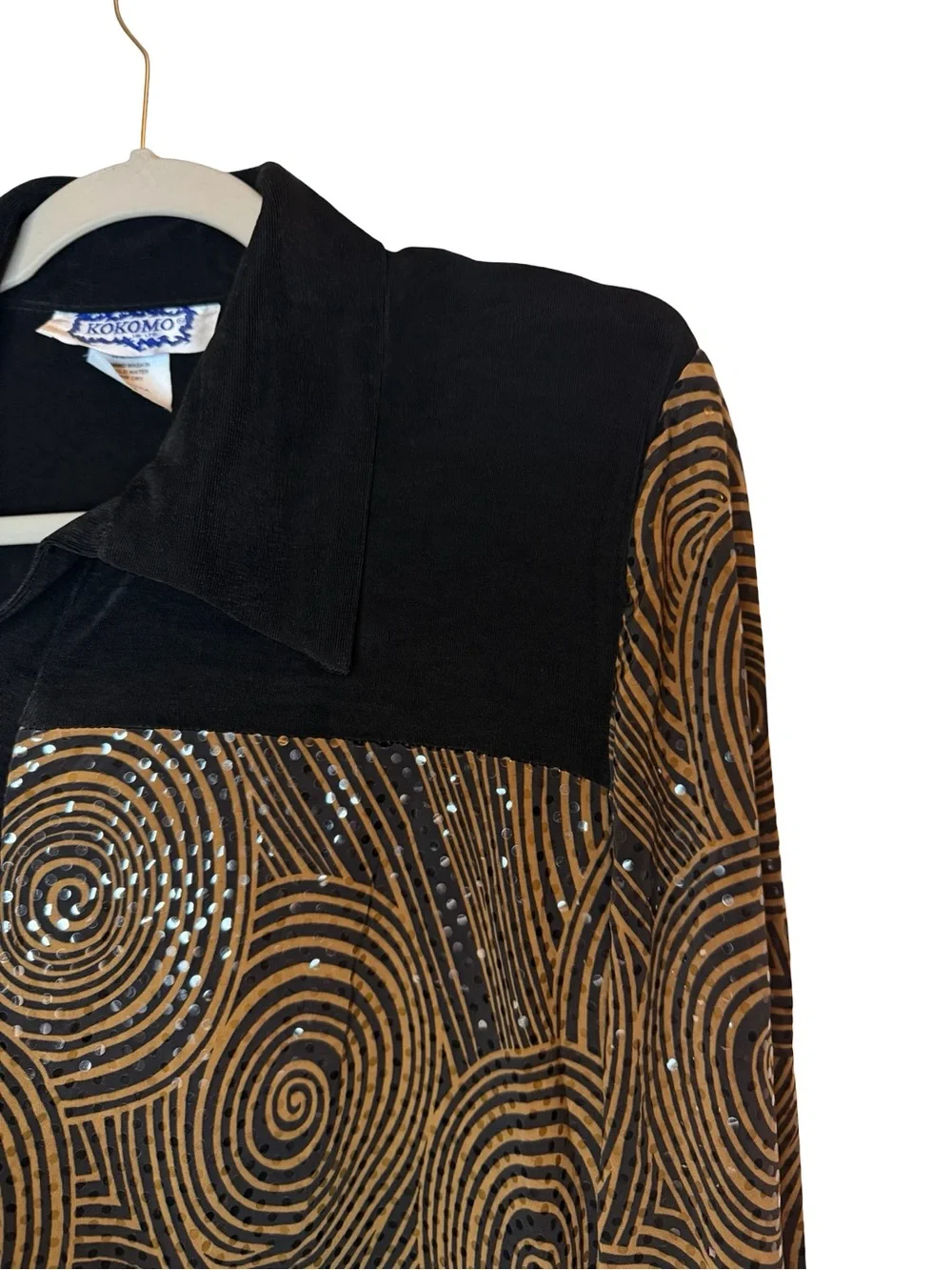 NWT Kokomo Unlimited Vintage Blouse Black Gold Swirl Sequin XL 90s Art Wear - Picture 7 of 12